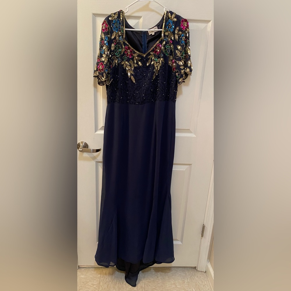 Virgos Lounge Beaded Evening Dress (Navy)